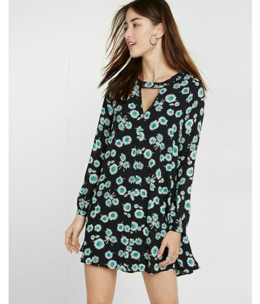 Express Womens Cut-out Pintucked Trapeze Dress