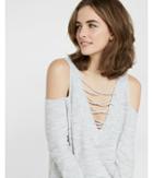 Express Womens Marled Two-way Lace-up Tunic