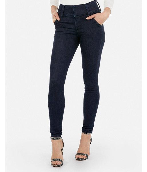 Express Womens Express Womens Petite High Waisted Dark Wash Stretch+ Denim Perfect Jeggings