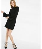 Express Bell Sleeve Mock Neck Fit And Flare Dress