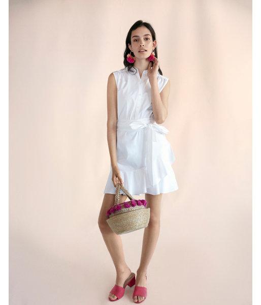 Express Womens Sleeveless Tie Waist Ruffle Dress