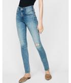 Express Womens High Waisted Distressed Seamed Stretch Jean