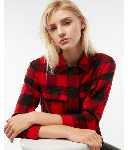 Express Womens Cropped Flannel