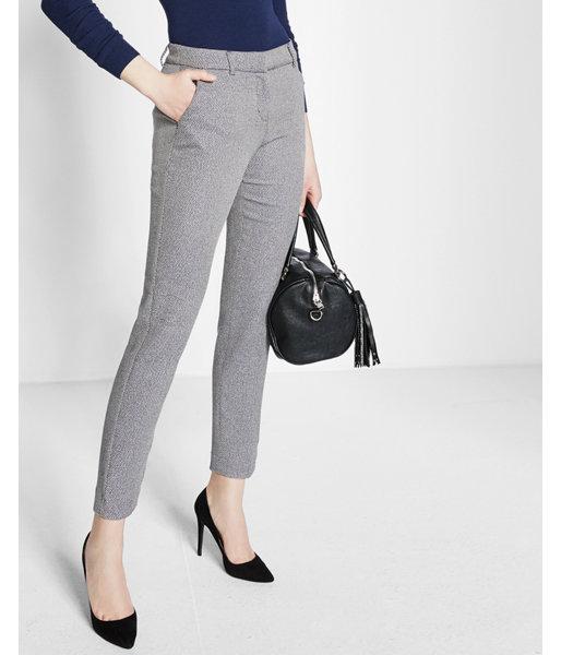 Express Womens Mid Rise Tweed Columnist Ankle Pant
