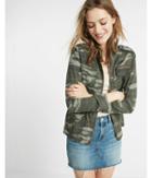 Express Womens Camo Silky Soft Twill Military Jacket