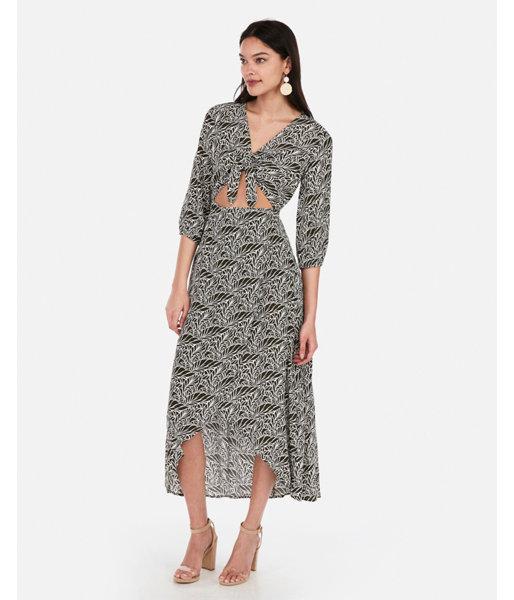 Express Womens Tropical Tie Front Cut-out Wrap