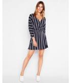 Express Womens Striped Surplice Dolman Dress