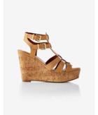 Express Womens Tan Strappy Chunky Wedge