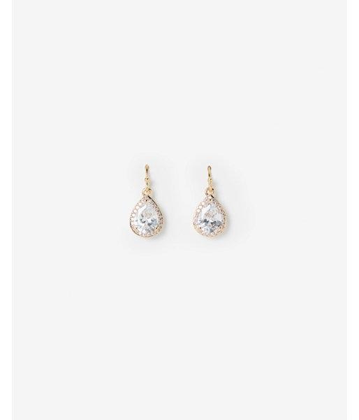 Express Womens Cubic Zirconia Halo Teardrop Earrings
