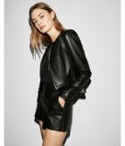 Express Womens (minus The) Leather Fitted Peplum Jacket