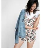 Express Floral Print Lace Hem Romper