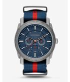 Express Mens Rivington Stripe Multi-function Watch - Navy And Red