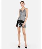Express Womens Petite Metallic Plunge Neck Peplum Halter Top