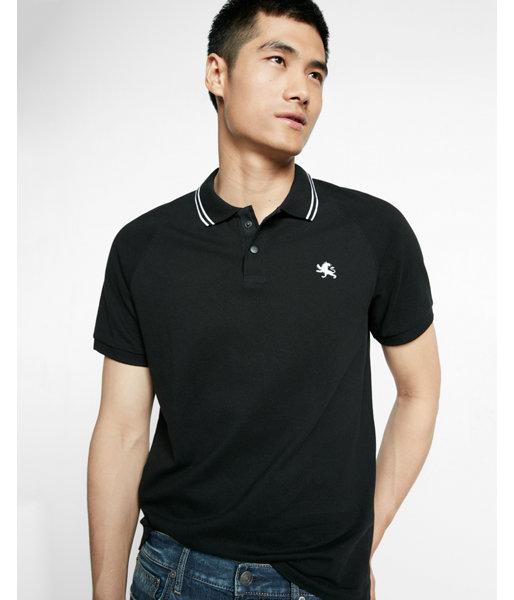 Express Tipped Snap Front Stretch Pique Polo