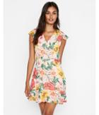 Express Womens Floral Tie Back Fit And Flare Dress