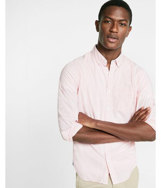 Express Mens Soft Wash Pinstripe Button-down Collar Cotton