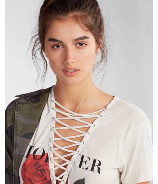 Express Love Rose Lace-up Graphic Tee