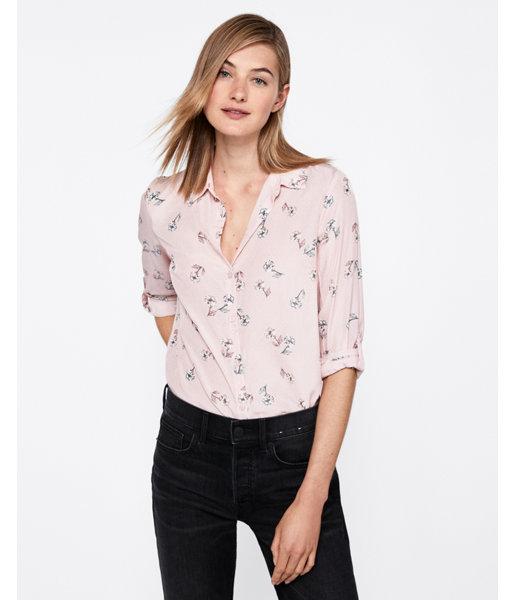 Express Womens Floral No Pocket City Shirt By Express