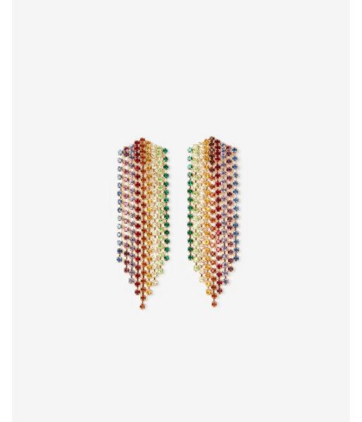 Express Womens Rainbow Rhinestone Fringe Drop Earrings