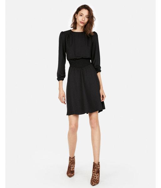 Express Womens Smocked Elastic Waist Dress