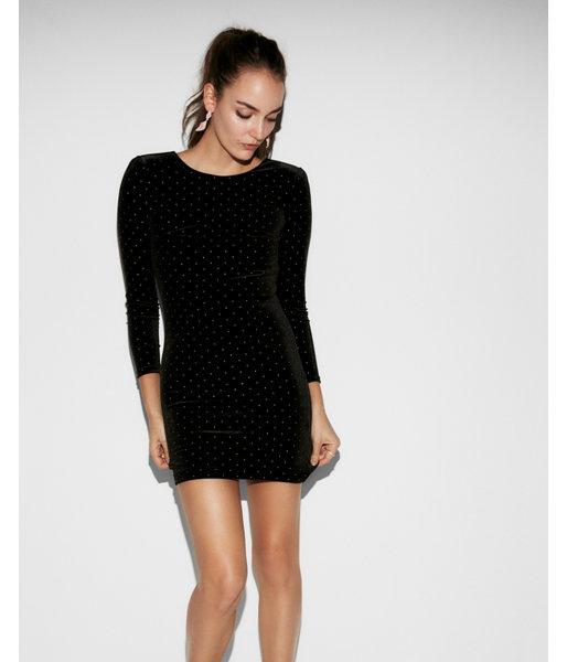 Express Womens Petite Studded Velvet  Dress