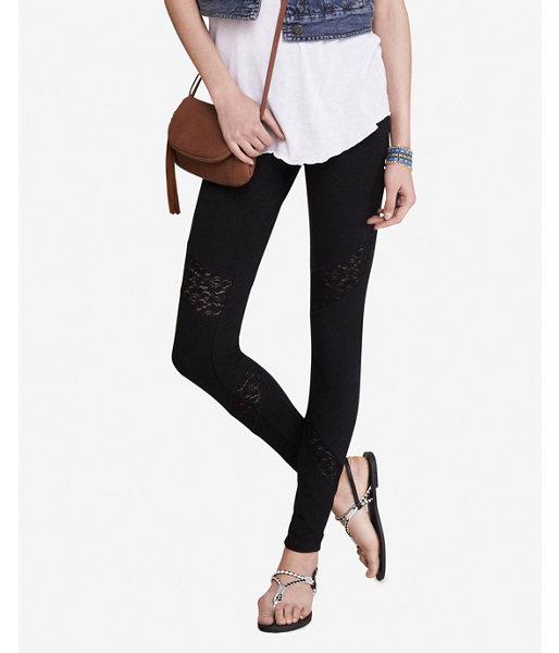 Express Women's Leggings Lace Inset Sexy Stretch