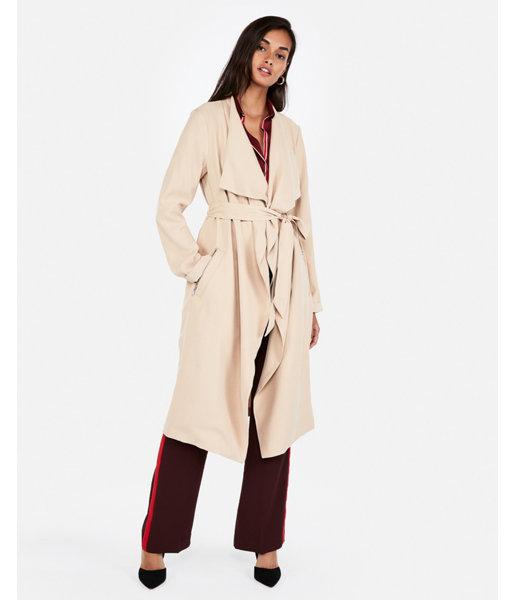 Express Womens Petite Zip Pocket Soft Trench Coat