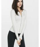 Express Womens Ribbed Zip Front Cardigan