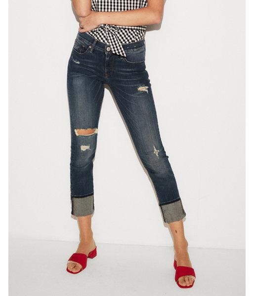 Express Womens Mid Rise Cuffed Cropped Stretch