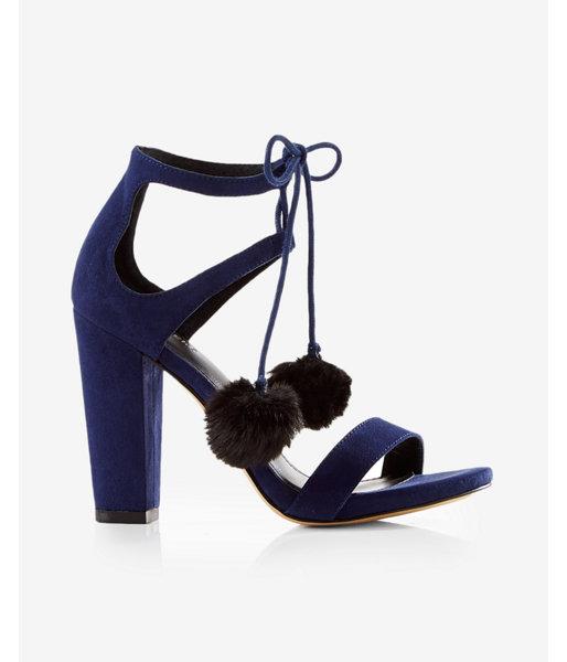 Express Womens Pom Tie Thick Heeled
