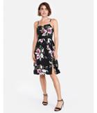 Express Womens Floral Lace-up Front Fit And Flare Dress