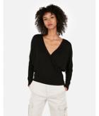 Express Womens Express One Eleven Ribbed Surplice Cut-out Back Top