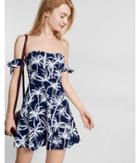 Express Womens Palm Tree Print Off The Shoulder Tie