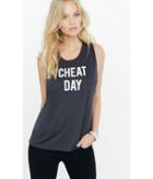 Express Women's Tanks Gray Cheat Day Graphic