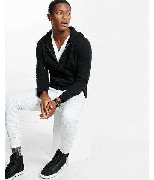 Express Mens Fleece Waffle Detailed Zip-up Hoodie