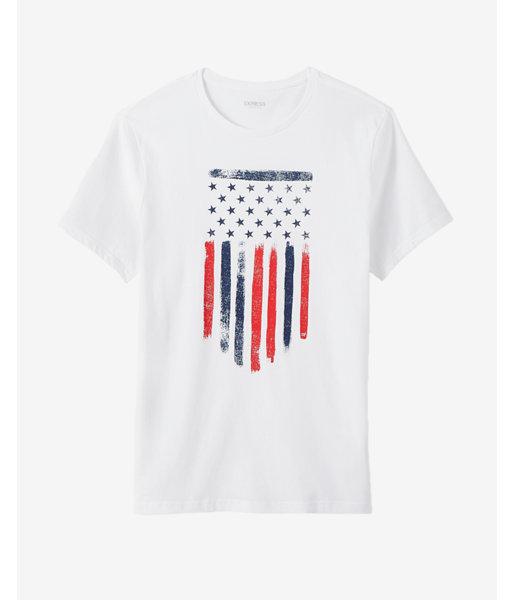 Express Fourth Of July Racing Stripes Crew Neck Graphic Tee