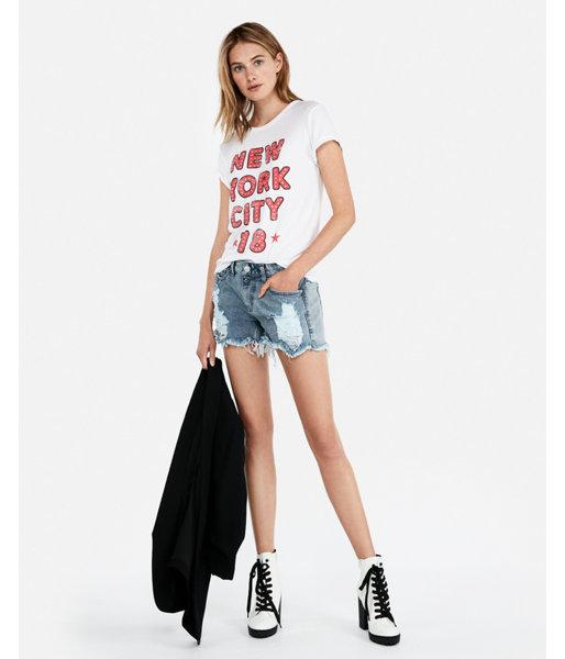 Express Womens Studded New York City Easy Tee