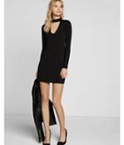 Express Womens Cut-out Long Sleeve Mini Choker Dress