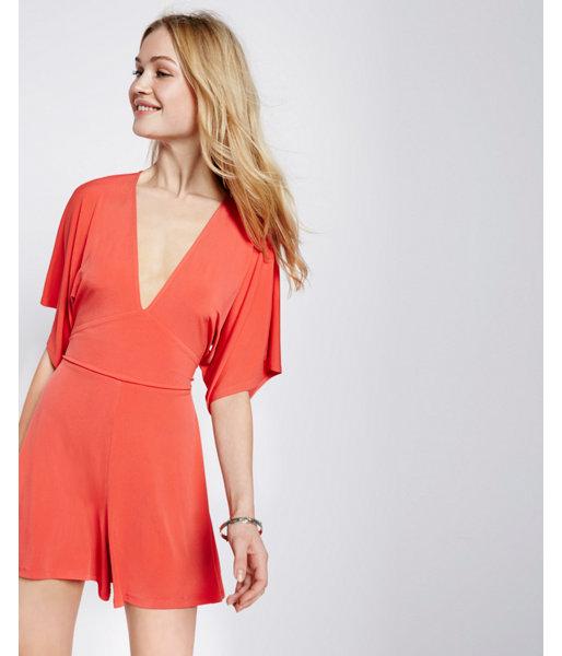 Express Womens Plunge Neck Knit Romper