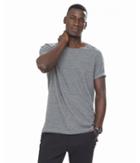 Express Mens Heather Gray Step Hem Crew Neck Tee