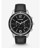 Express Black Leather Strap Dual-time Whittier Watch