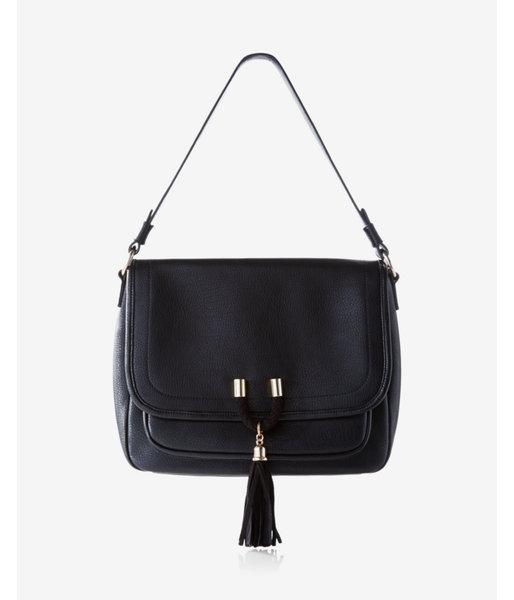 Express Womens Front Flap Tassel Hobo Bag