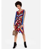 Express Womens Petite Striped V-neck Knotted Dress