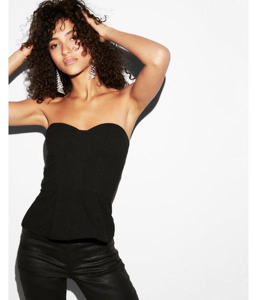 Express Womens Jacquard Dot Peplum Top