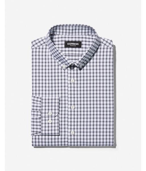 Express Mens Express Mens Extra Slim Check Wrinkle-resistant Performance Dress