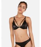 Express Womens Metallic Bronze Ribbed Inverted V Bikini Top
