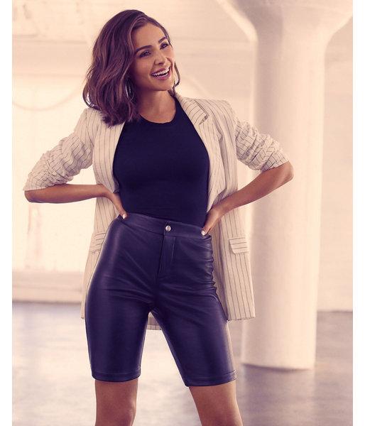 Express Womens Olivia Culpo High Waisted Faux Leather Bermuda