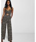 Express Womens Floral Print Cut-out Jumpsuit