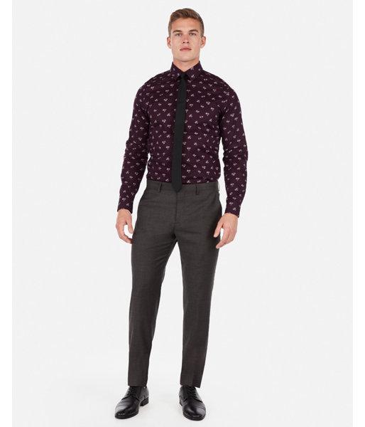 Express Mens Classic Charcoal Gray Wool-blend Stretch