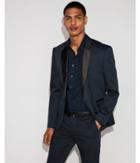 Express Mens Extra Slim Blue Satin Accent Tuxedo Jacket
